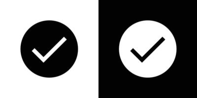 Verified black and white icon . Verification check mark. vector