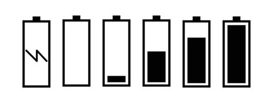 Battery charge flat icon set for apps and website. vector
