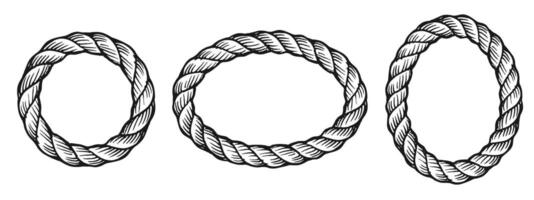 rounded rope frame on white background illustration vector