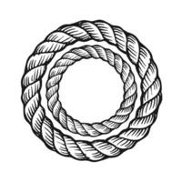 Rope brushes frame, decorative black line for round frame. illustration vector