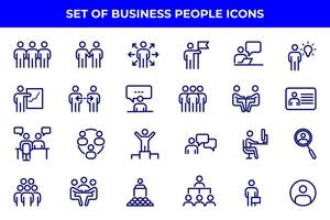 Simple Set of Business People Related Line Icons. Contains such Icons as One-on-One Meeting, Workplace, Business Communication, Team Structure and more. vector