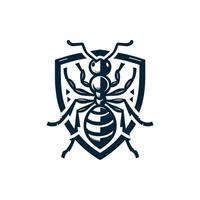 Ant logo with a minimalist design featuring a silhouette of this industrious insect. Perfect for branding, nature-themed projects, and eco-friendly graphics. vector