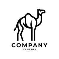 Creative camel logo with an abstract, modern design. Simple outline icon ideal for desert, safari, and travel branding. Great for stickers, labels, and exotic wildlife illustrations. vector