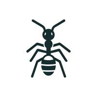 Ant logo with a minimalist design featuring a silhouette of this industrious insect. Perfect for branding, nature-themed projects, and eco-friendly graphics. vector