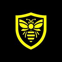 Bee logo design featuring a cute honeybee emblem. Black and yellow minimalist icon for branding, badges, and labels. Perfect for honey, apiary, and eco-friendly illustrations. vector