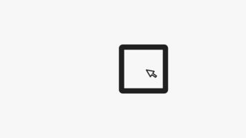 Looping animation of black cursor clicking on square, moving from left to right on white background, ideal for web design or user interface demonstrations video