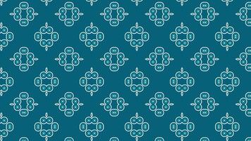 Seamless loop animation of blue background with white geometric floral pattern, ideal for textile, wallpaper, or decorative background video