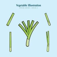 Spring Onion Vegetable Illustration Set for Logo and Healthy Symbol Collection Flat Design - Label Illustration vector