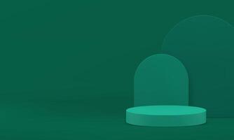 3d green showroom minimal podium mock up banner for presentation realistic illustration vector
