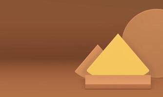 3d pastel podium with triangle round geometric shapes wall background realistic vector