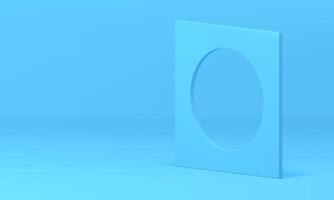 Blue block square hole construction isometric frame 3d decor element realistic vector