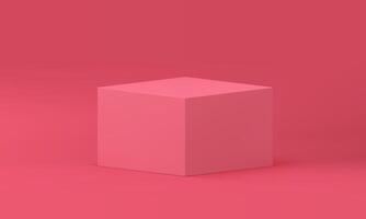 Pink 3d podium package box platform isometric angular construction realistic illustration vector