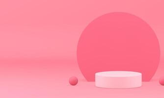 3d pink display podium pedestal mock up for cosmetic product show realistic illustration vector