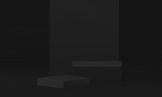 Black 3d podium promo showcase mock up for product presentation realistic illustration vector