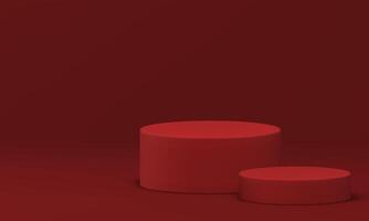 Cylinder 3d podium two pillar platform geometric construction for presentation realistic vector