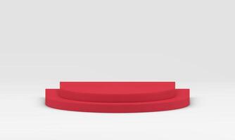 3d podium level red platform for product presentation stage award arena realistic vector