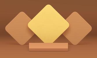 3d beige squared podium with rhombus wall background for show realistic illustration vector