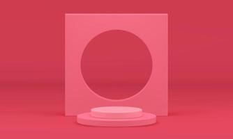 Pink geometric 3d podium win platform construction for product presentation realistic vector