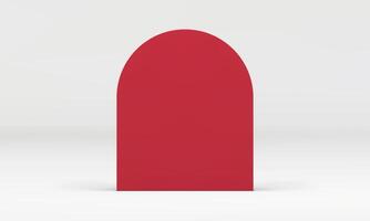 3d red curved vertical block geometric foundation premium minimal decor element realistic vector