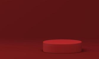 3d podium red cylinder basic foundation for product premium presentation realistic vector