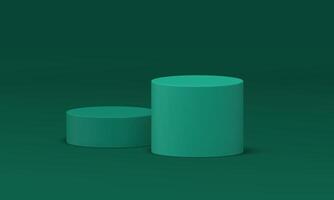 Green podium cylinder pillar level foundation showcase display 3d stage realistic vector