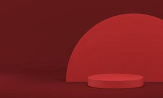 3d red stage podium mock up for cosmetic product show presentation realistic illustration vector