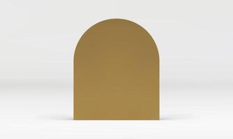 3d curved wall golden metallic vertical stand decor element on white studio background vector