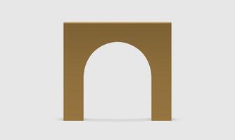 Golden 3d angular arch metallic construction decor element premium design realistic vector
