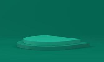 Green 3d pedestal curved level stairs platform basic foundation for product presentation vector