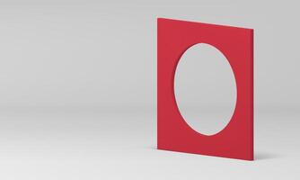 Red squared block circle hole isometric 3d decor element for showcase promo presentation vector