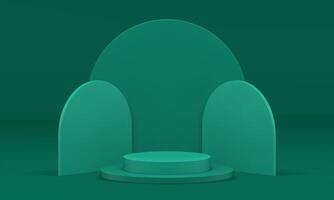 Green podium 3d cylinder level stage display basic foundation for product presentation vector