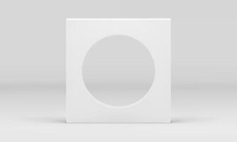 Squared wall circle hole geometric vertical foundation 3d decor element realistic vector
