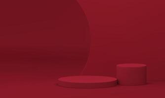 3d podium red cylinder showroom curved wall display for product presentation realistic vector