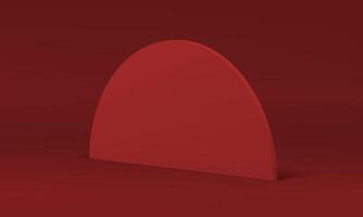 Red 3d semicircle vertical wall isometric decor element stand basic construction realistic vector