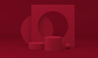 Red geometric podium product presentation display cylinder pillar basic foundation 3d vector