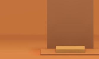 Minimal 3d brown podium stand render banner mock up for presentation realistic vector