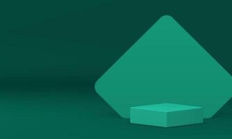 Green 3d podium pedestal showroom mock up for product show realistic illustration vector