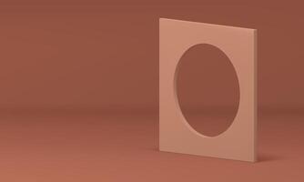 Brown geometric foundation squared decor element circle hole boundary 3d expo showroom vector