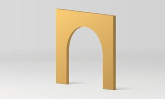 3d arch golden geometric foundation isometric stand for presentation decor element realistic vector