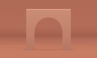 3d arch block brown curved angular vertical construction premium decor element realistic vector