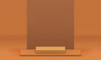 3d beige podium showcase mock up for cosmetic product show realistic illustration vector