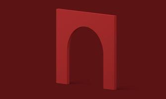 Red 3d archway curved angular construction vertical arc block for presentation design vector