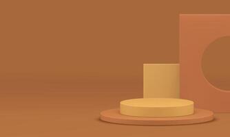 3d beige podium geometric display mock up for product show realistic illustration vector