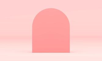 3d wall pink semicircle vertical block minimal decor element front view realistic vector