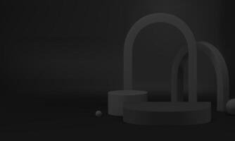 3d black geometric showcase podium mock up render banner for presentation realistic vector