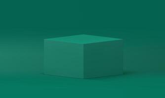 3d rectangle box green pedestal foundation platform isometric angular decor design realistic vector
