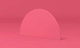 Pink 3d semicircle vertical block minimal geometric decor element realistic illustration vector