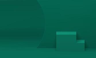 Staircase 3d podium green geometric steps level foundation curved wall realistic vector