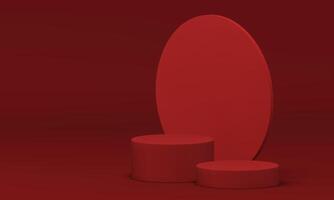 Pedestal 3d red level basic construction round wall showroom display decorative design vector