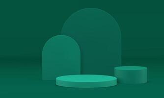 Podium 3d green display geometric basic foundation for product premium presentation realistic vector